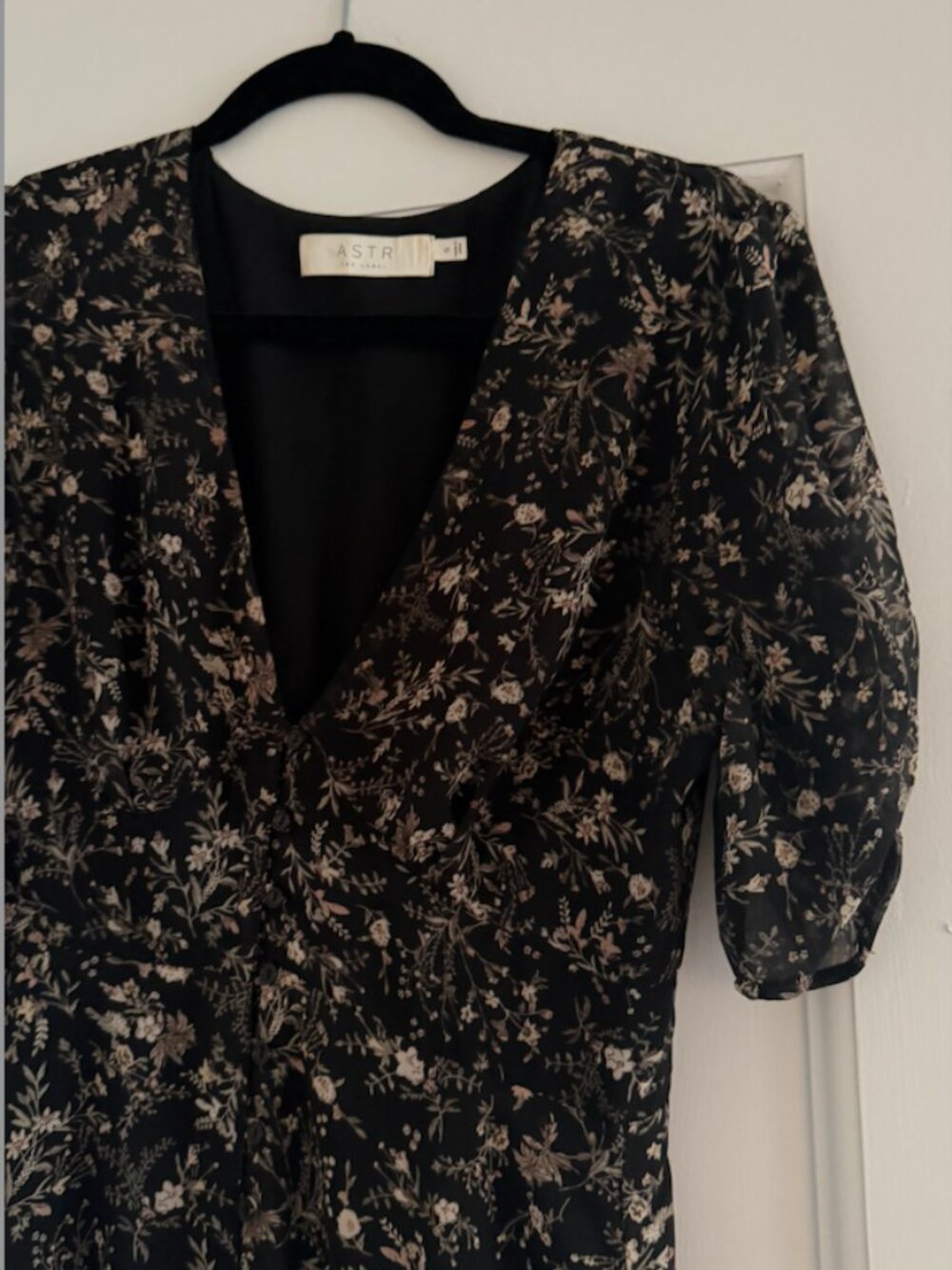 ASTR Black Floral Midi Dress